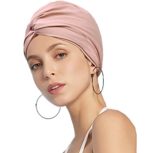 Pleated Summer Swim Turban Cap Knotted Hot Spring Bathing Hat Long Short Hair - Picture 3 of 23