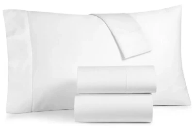 Charter Club Damask Solid King 4pc Sheet Set 550TC White New