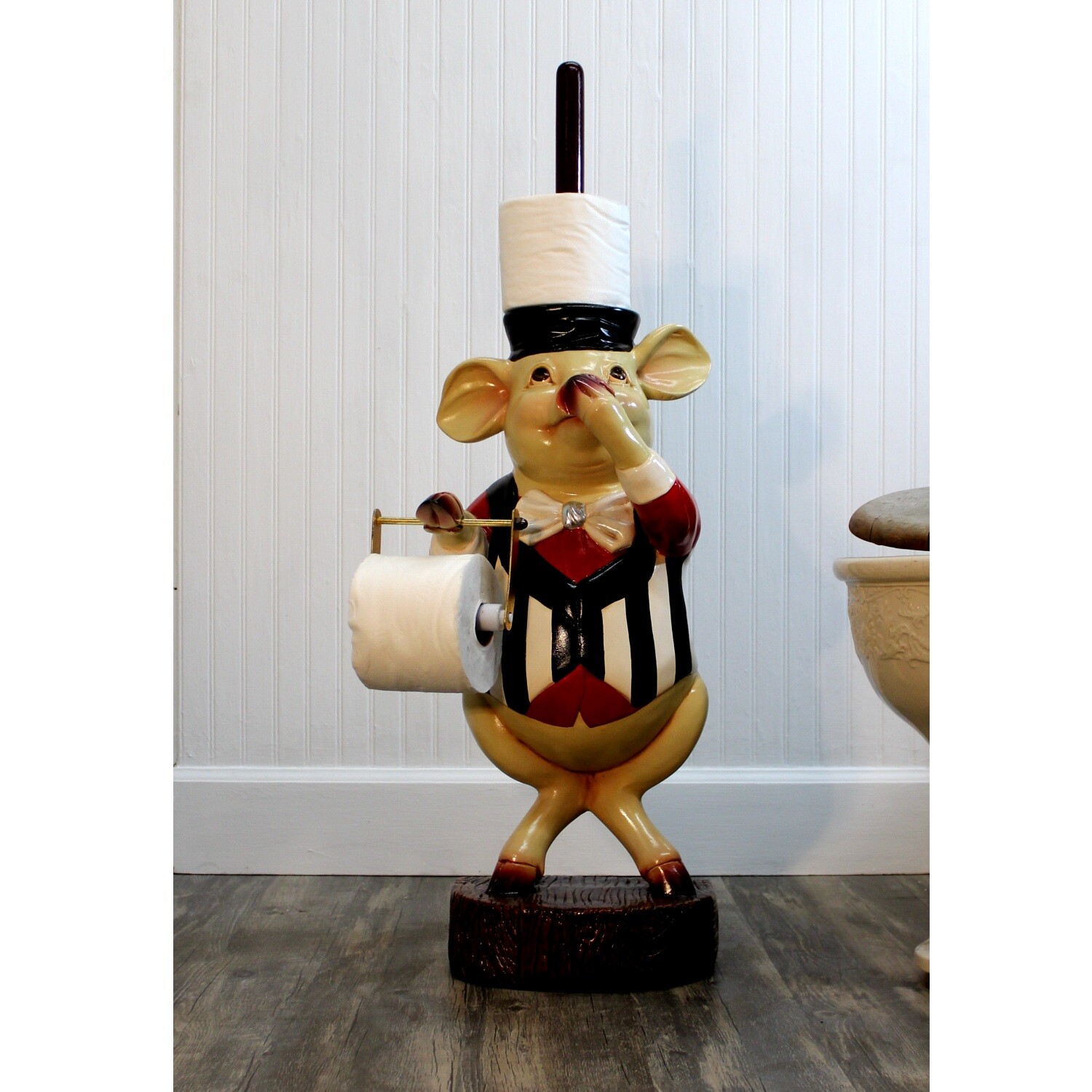 Funny Pig Toilet Paper Holder Statue with Extra Roll eBay