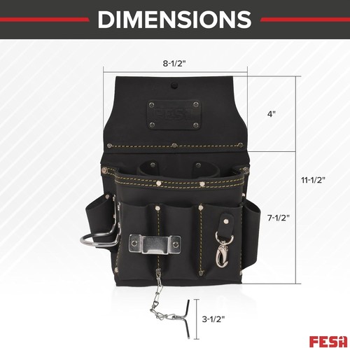 Nagelneue, ungeöffnete FESA Leder Elektriker Werkzeugtasche 13 in 1 Top Grain WEISS - Bild 4 von 9