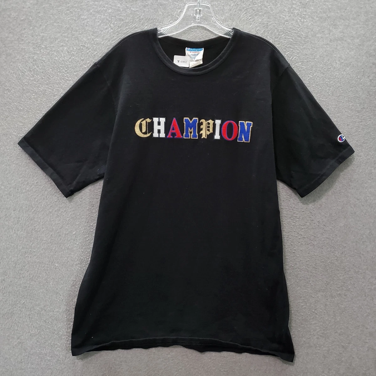 Black and hotsell gold champion shirt
