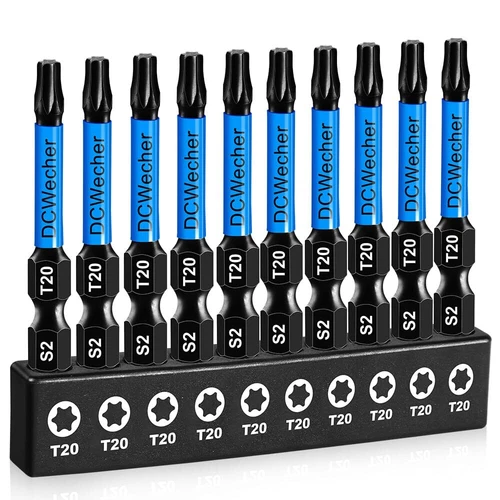 10-Pack T20 Torx Bit 2 In Professional-Grade Screwdriver Bits 1/4'' Hex Shank