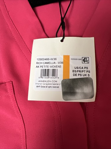 NWT Women's Sz Petite Small Anne Klein Pink Sleeveless Stretch Pockets - Picture 3 of 6