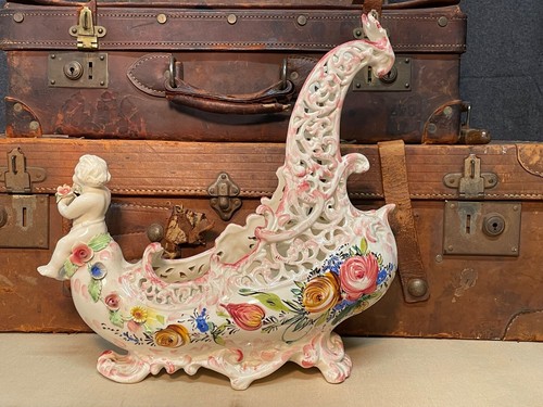 LARGE Majolica Antique Porcelain Vase - Italy - Early 20th Century Painted - Picture 2 of 18