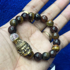 Pulsera Lersi Narot Cabeza Ojo de Tigre Piedra Cuentas Buda Tailandés Amuleto
