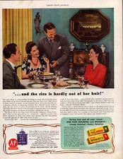 A & P Food Stores Grocery People with Mid Century Fashion Vintage Print Ad 1942