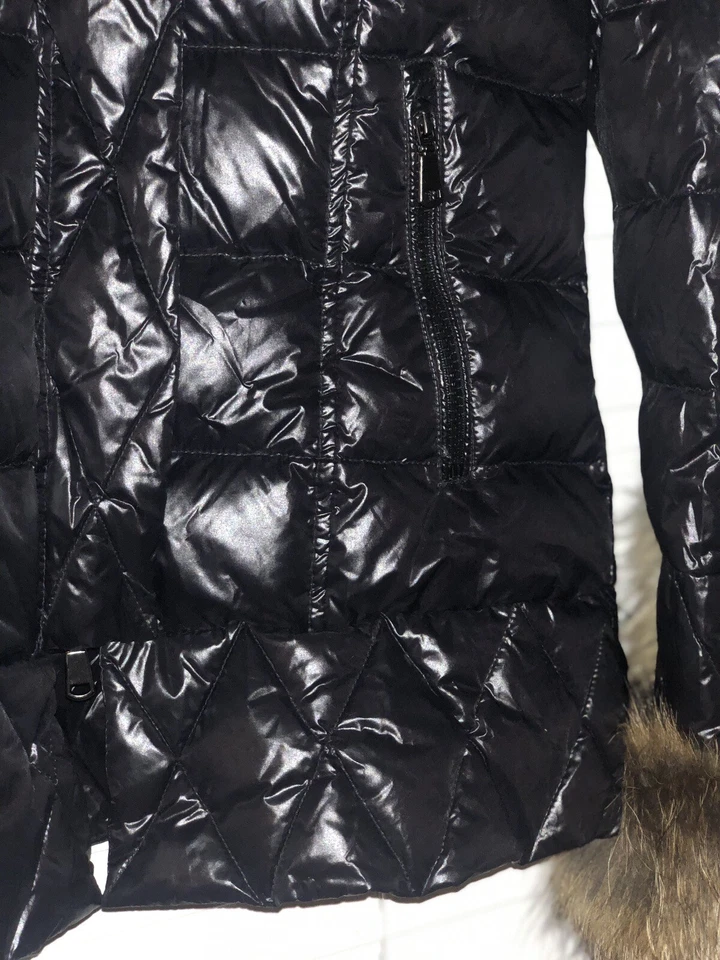 Fox Couture Puffer Down Winter Coat Size M With Real Fur Hood - Image 3 of 4