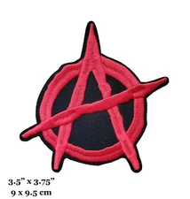 Anarchists Anarchy A Symbol Red Black Logo Embroidered Iron On Patch