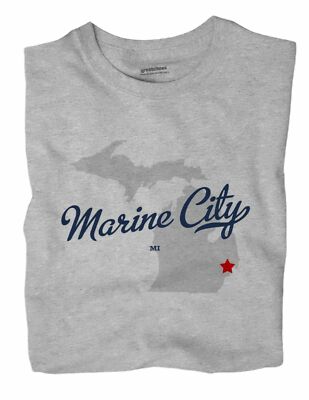 Marine City Michigan MI Mich T-Shirt MAP