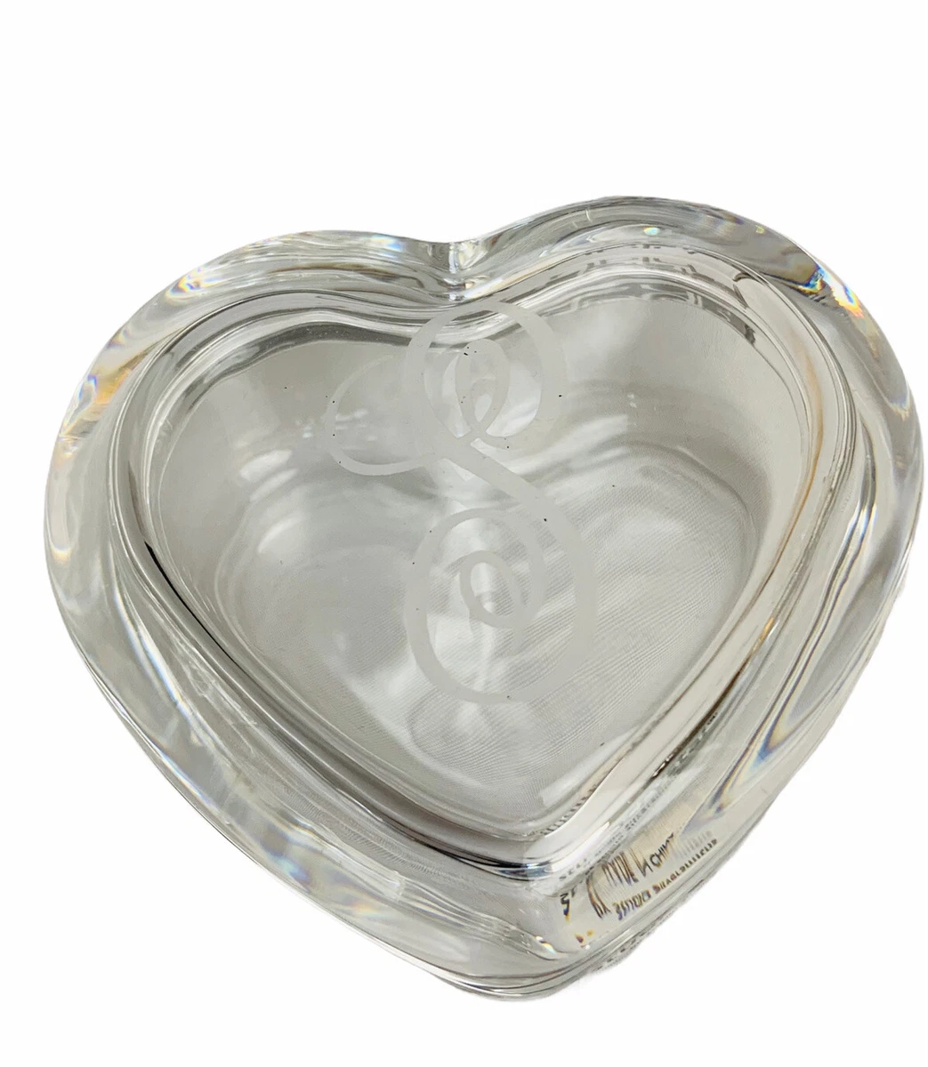 Studio Crystal Heart Shaped Jewelry Candy Box Lidded Monogram