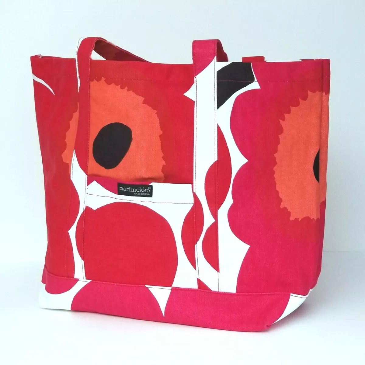 NEW MARIMEKKO XL BEACH TOTE BAG Shopper CARRY-ALL Pieni Unikko RED PINK POPPY
