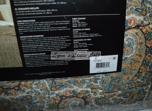 RALPH LAUREN Riley Paisley FULL/ QUEEN COMFORTER SET 3P Neutral Palette $385 Tan - Picture 12 of 12