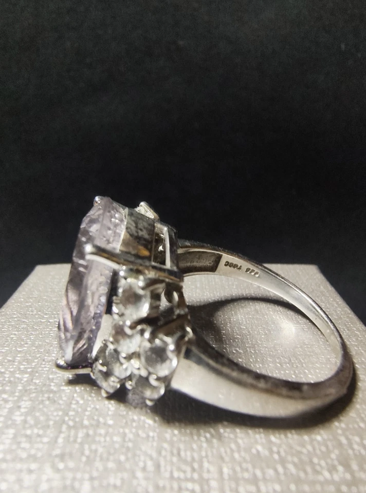 Anillo de cuarzo kuncita de plata de ley 925 talla 10 Foto 2 de 3
