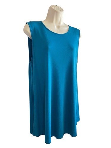 Eileen Fisher Jersey Silk Long A-Line Sleevless Tunic Top Size M - Mini Dress - Picture 7 of 10