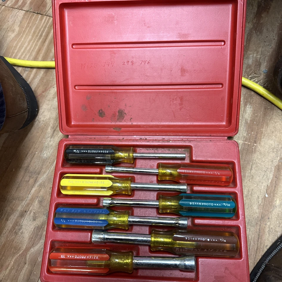 Proto Nut Driver Set 7 Pcs Solid Round Shank 3/16” 11/32 1/4” 5/16 3/8 7/16 1/2” - Image 2 of 4