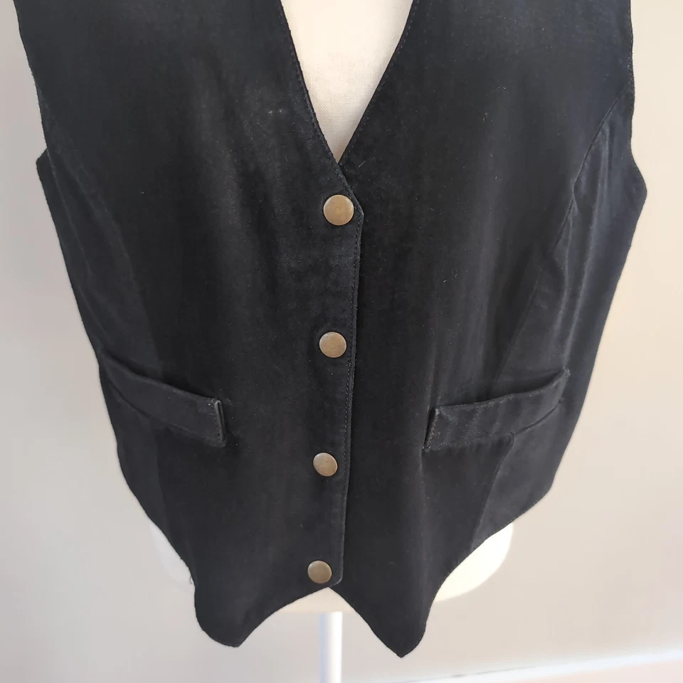 Sarah Morgan Vintage Black Leather Suede Vest Size Large - Image 3 of 4