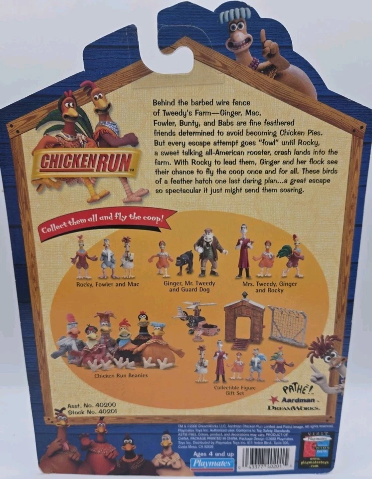Фигурки Chicken Run - Rocky, Mac Fowler 2 дюйма 2000 Playmates запечатанные - Изображение 2 из 3