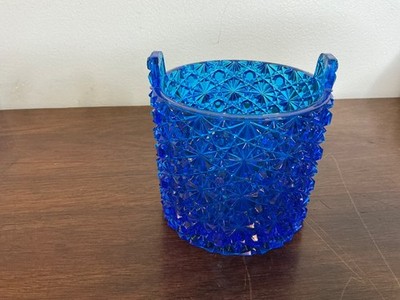 Vintage Deep Blue Fenton Daisy and Button Bucket or Candy Jar - Missing Lid RARE