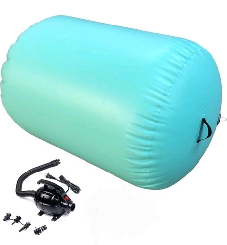 40"x24" Inflatable Gymnastics Air Barrel Roller, Tumbling Trainer w/ Pump, Green