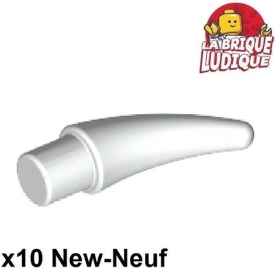Lego 10x Horn Barb Small (Helmet Horn) Claw Tooth Zahn weiß/white 53451 NEU