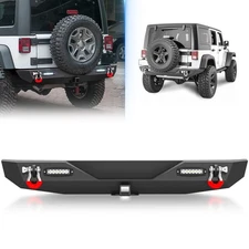 Rear Step Bumper W/ 2" Hitch Receiver For 2007-18 Jeep Wrangler JK JKU Off-Road