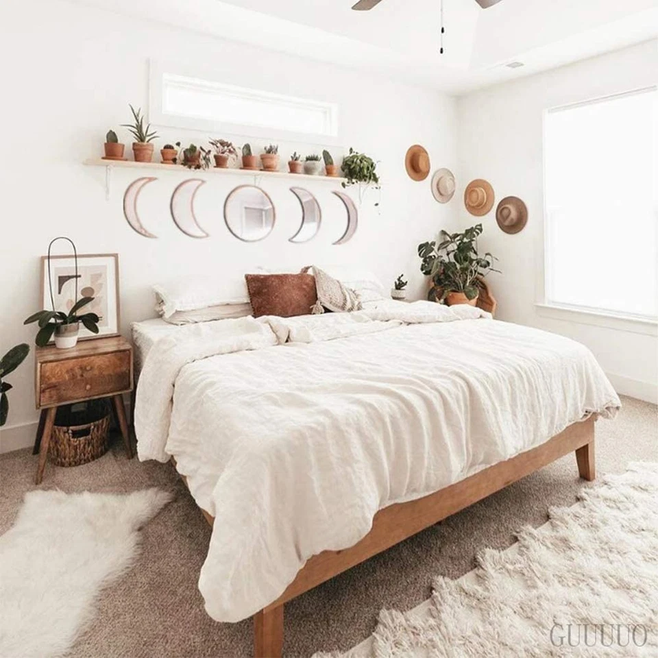5 Piezas Espejos Decorativos Luna Escandinavos Acrilico para Hogar Dormitorio Foto 2 de 4
