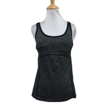 Prana Tank Top Womens M Medium Black Graphite Lilliana Shelf Bra Padded Yoga