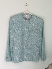 Vintage Schrader Sport Aqua Paisley Floral 2 Piece Skirt Set Lined Jacket Sz 10