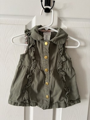 Max Studio Kids Olive Green Vest With Ruffles Girls Size 2T