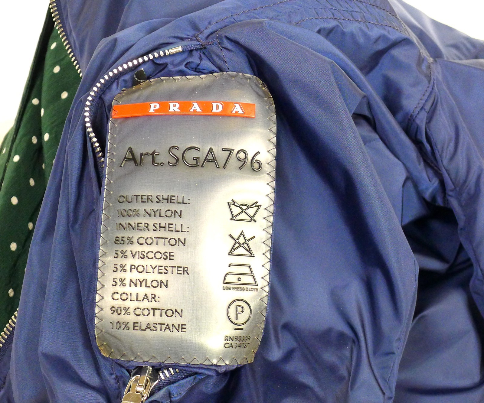 Prada Sport 2006 Windbreaker Jacket Reversible Blue Nylon Mens Size 54 #138 thumbnail 10