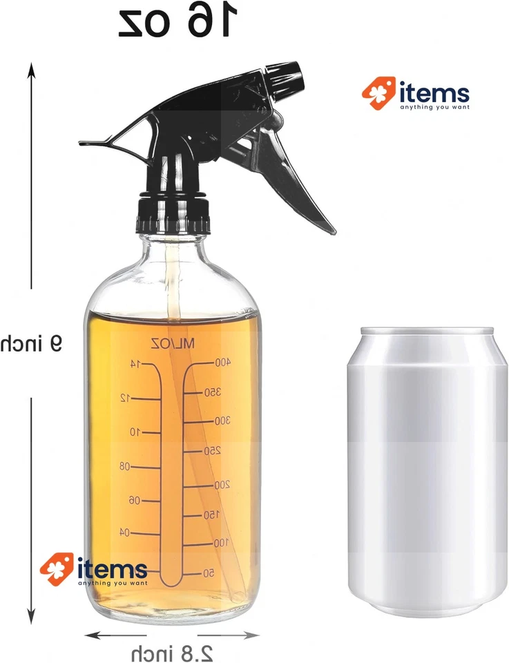 Youngever 4 Paquete 500ML Vacíos Spray Botellas Con Medidas 455ml Transparente - Imagen 2 de 3