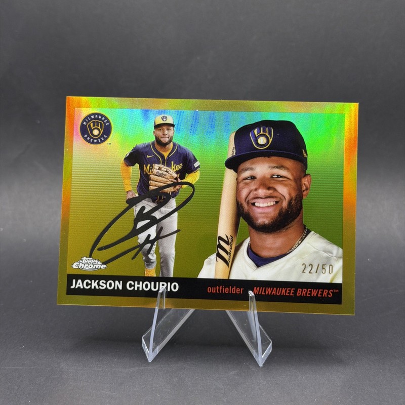 2025 Topps Chrome Platinum Anniversary Jackson Chourio Gold Auto /50 #CPA-JC