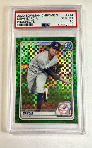2020 Bowman Chrome X-Fractor Green Deivi Garcia Prospects Yankees PSA 10