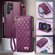 Leather Wallet Case  Strap For Samsung Galaxy S25 FE/Edge S24 Ultra S23 S22 A16