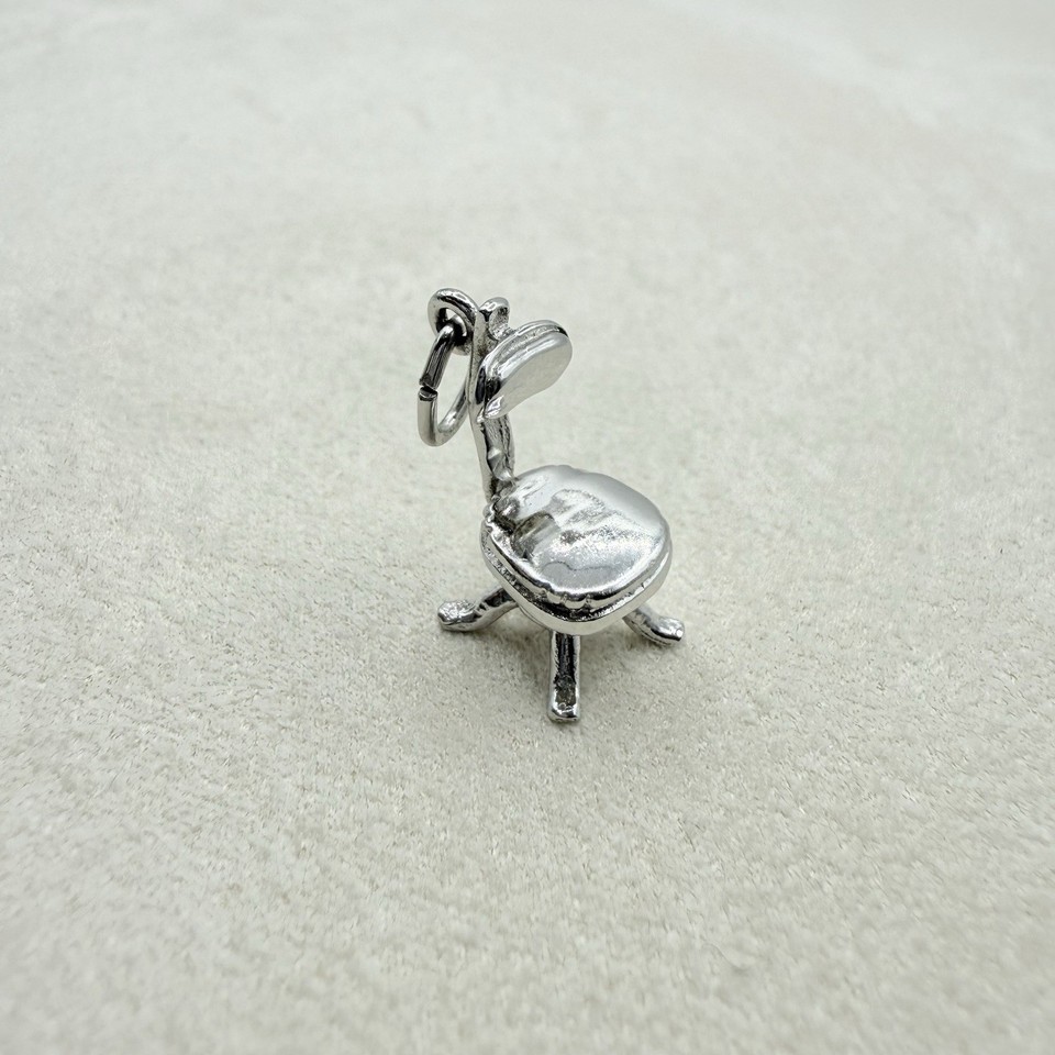 Vintage Sterling Silver Office Chair Dangle Charm Pendant Jewelry Cute Accessory