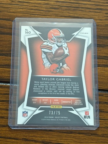 Taylor Gabriel 73/75 2014 Select Orange Prizm Rookie RC #160 Browns - Imagen 2 de 2
