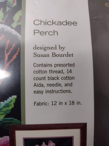 Dimensions Chickadee Perch Counted Cross Stitch Kit 70-35268 Floral Bird NEW - Picture 2 of 3