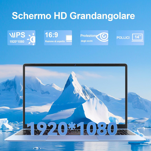 PC Portatile 14 Pollici Notebook Win 11 Upto 2.8 Ghz 256 GB ROM Supporta L'Espan - Foto 3 di 12