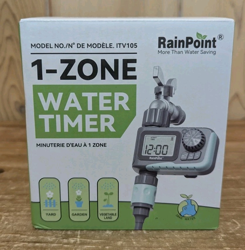 Rainpoint 1-Zone Water Timer ITV105 Water/Rustproof Rain Delay Watering NIB