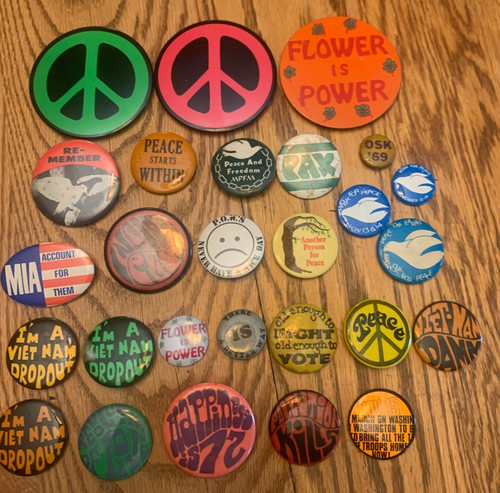Lot of 27 Anti Vietnam War Pin Back Buttons
