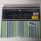 Tommy Hilfiger Full Dbl Flat Sheet NOS New In Package Green Blue Purple Stripes