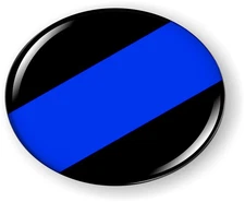 BestLicensePlateFrames Thin Blue LINE 3D Domed CAR Emblem Badge Sticker Round