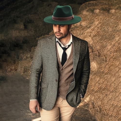 Ensemble chapeaux Fedora pour hommes avec sacoche téléphone - Fedoras homme parfait et vert taille unique - Photo 7 sur 7