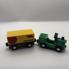 Wooden Train Truck & Trailer Lorry Worldwide Cargo Brio Compatible