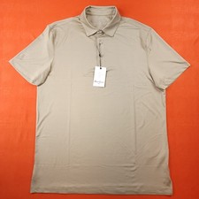 NWT Robert Graham Men's Med CANTO Performance Short Sleeve Golf Polo Shirt Beige