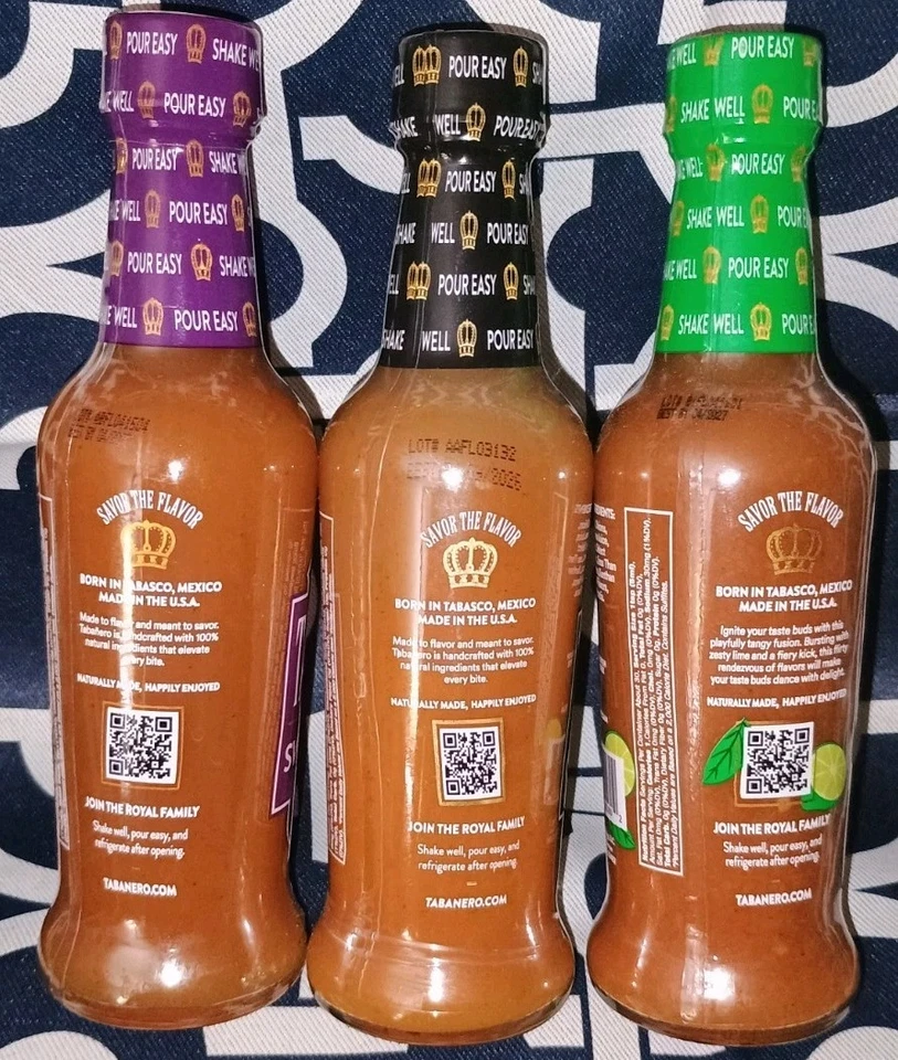 NUEVO Paquete de 3 botellas de vidrio para salsa caliente de 5 oz Tabañero paquete de regalo picante gourmet 26/03+ Foto 3 de 3