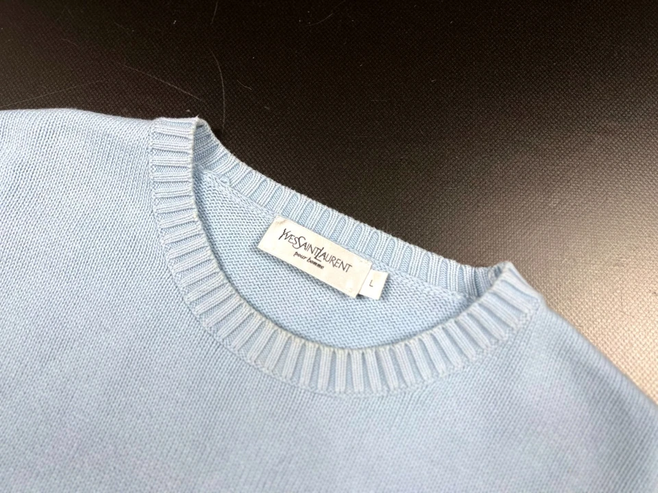 Suéteres de algodón azul vintage para hombre Yves Saint Laurent logotipo YSL sudadera talla L Foto 4 de 4