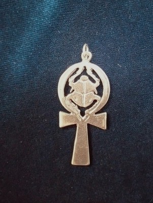 Large Egyptian Scarab Ankh Sterling Silver Pendant - NEW Discontinued