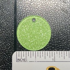 Acrylic Blanks - 15/16 Round Lime Green Glitter 1 Hole Set Of 10 - Craft