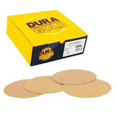 40 Grit 6" Gold Hook & Loop No Hole Sanding Discs for DA Sanders - Box of 25
